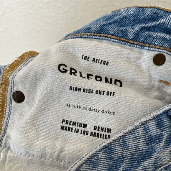 GRLFRND Light Wash Blue Distressed Denim Helena Cut-Off Shorts Women's Size 26 - Picture 8 of 10